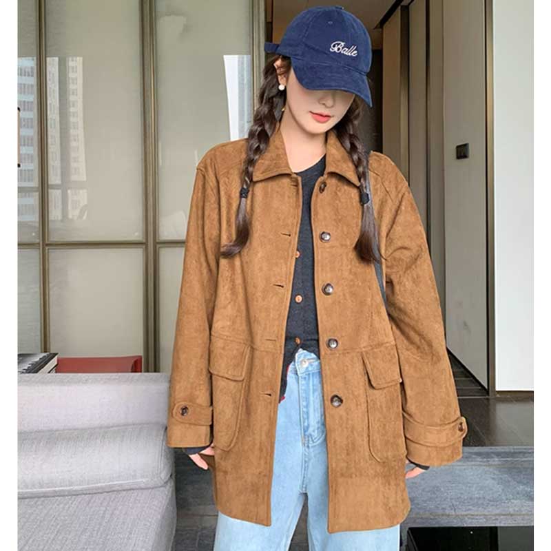 フラップポケットスエードコート