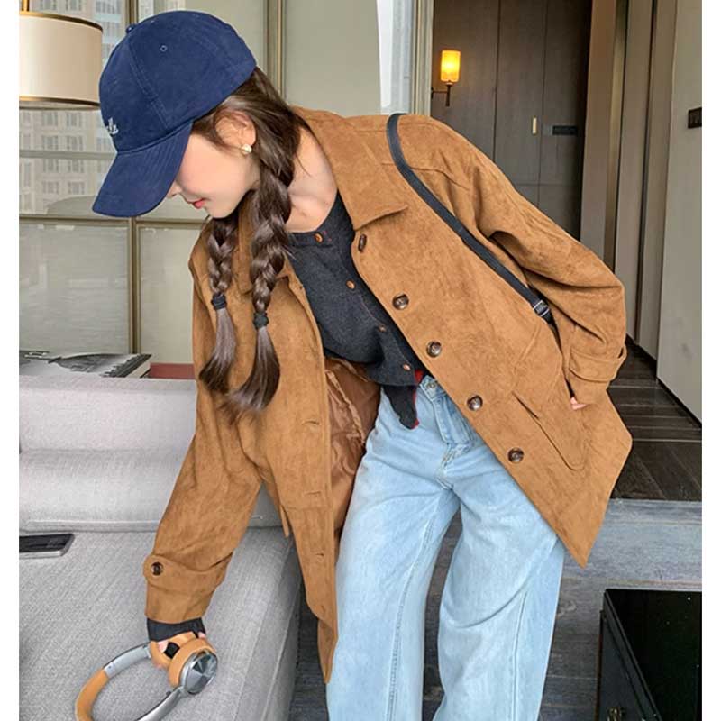 フラップポケットスエードコート