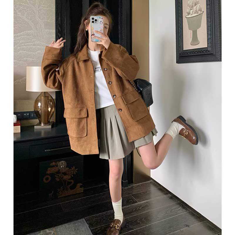 フラップポケットスエードコート