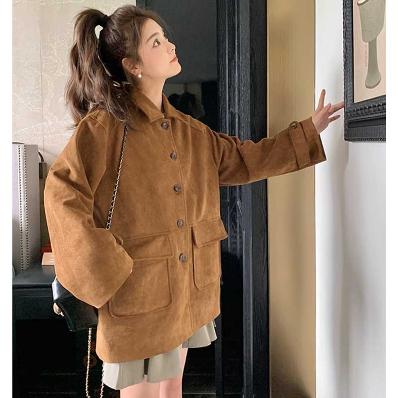 フラップポケットスエードコート