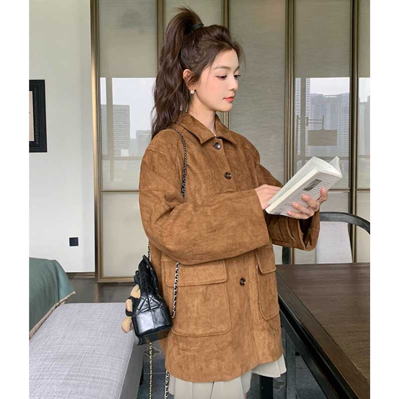 フラップポケットスエードコート