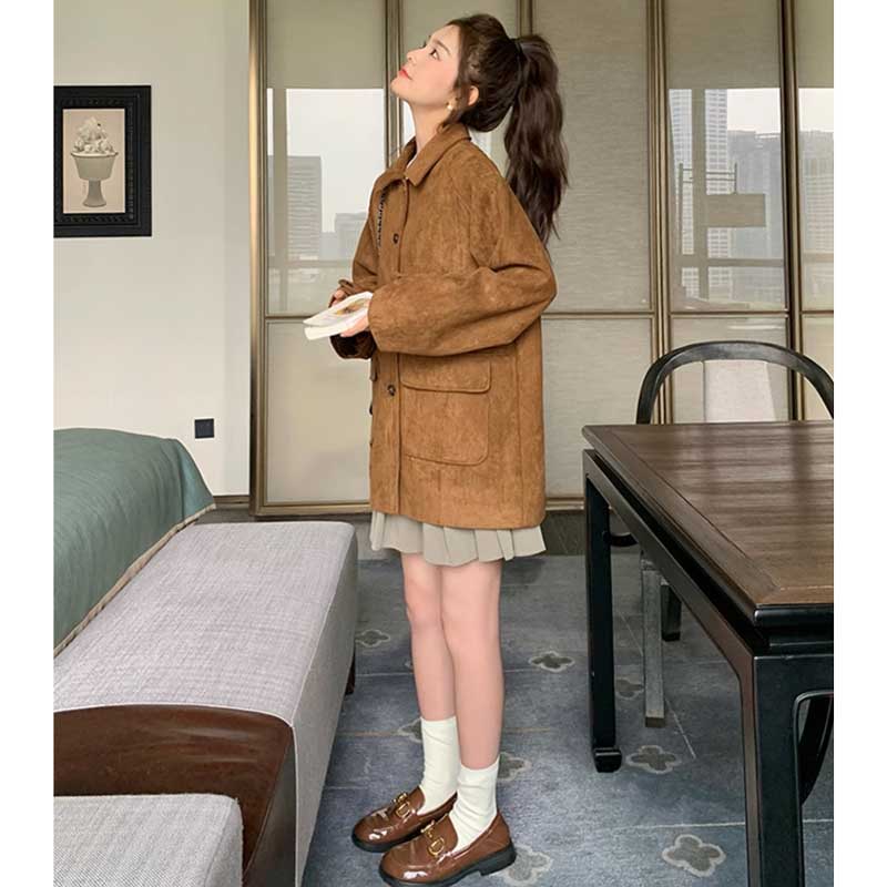 フラップポケットスエードコート