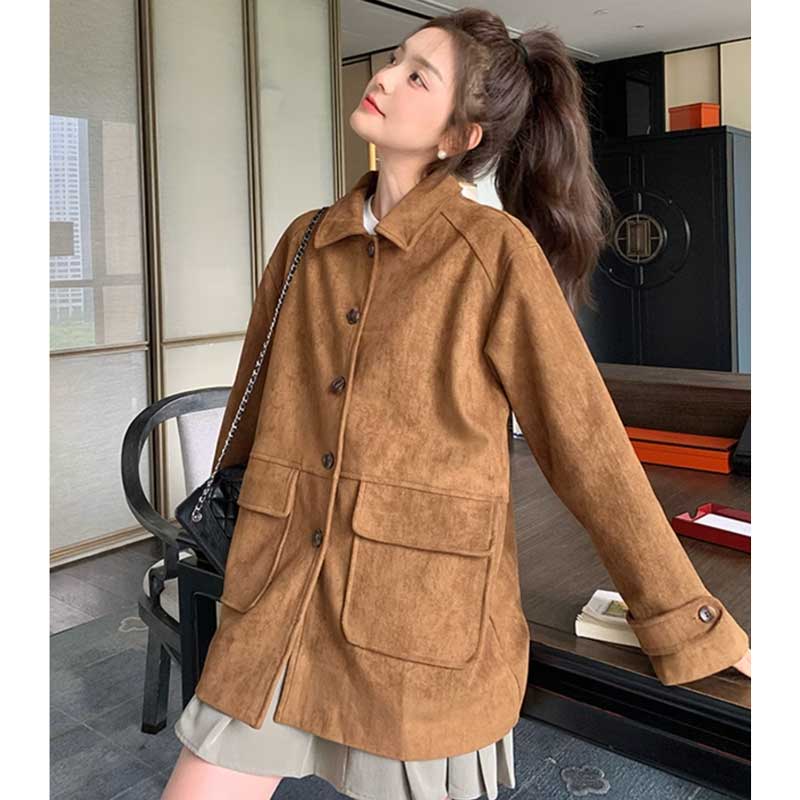 フラップポケットスエードコート