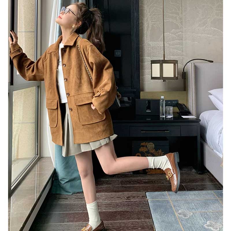 フラップポケットスエードコート