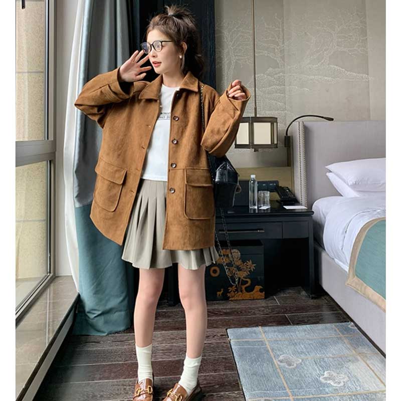 フラップポケットスエードコート