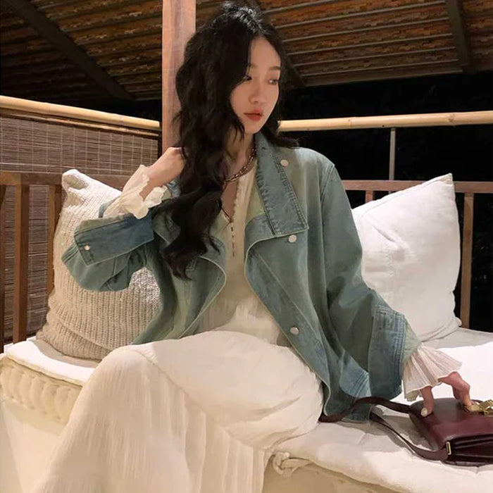 スタンドカラーデニムジャケット