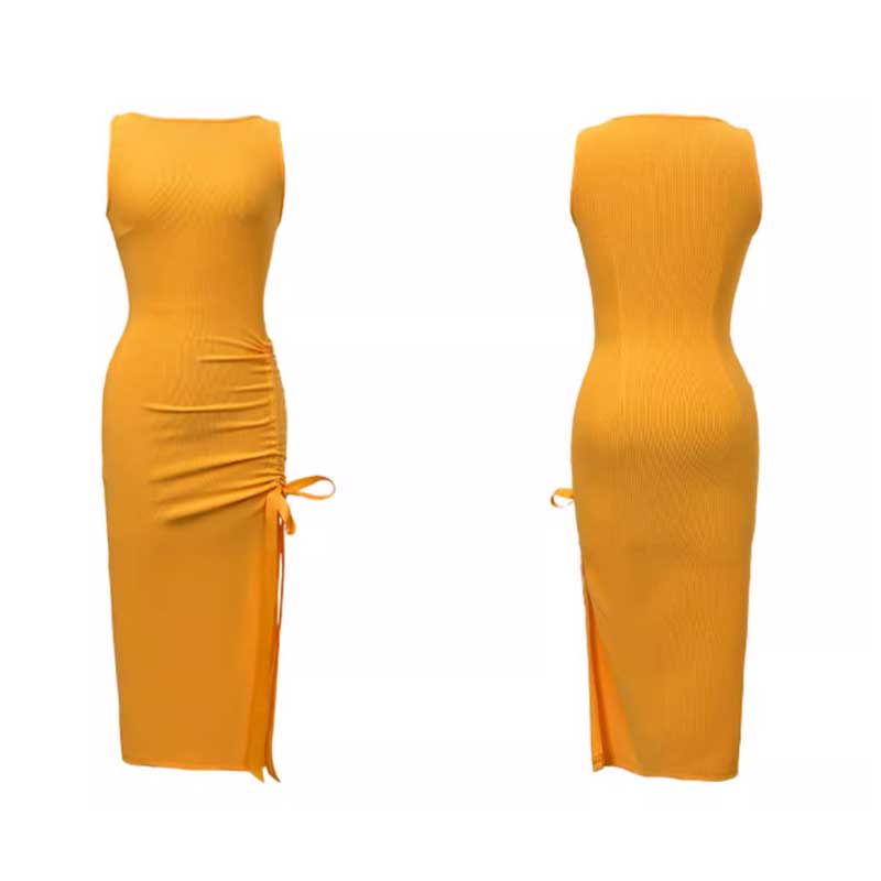 サイドギャザーノースリーブワンピース