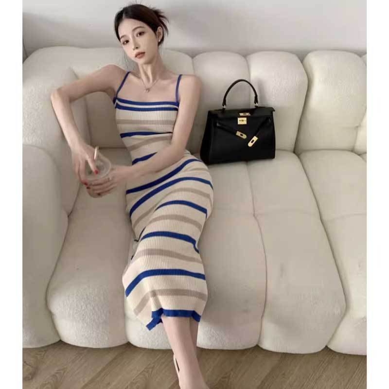 ボーダーニットキャミソールワンピース