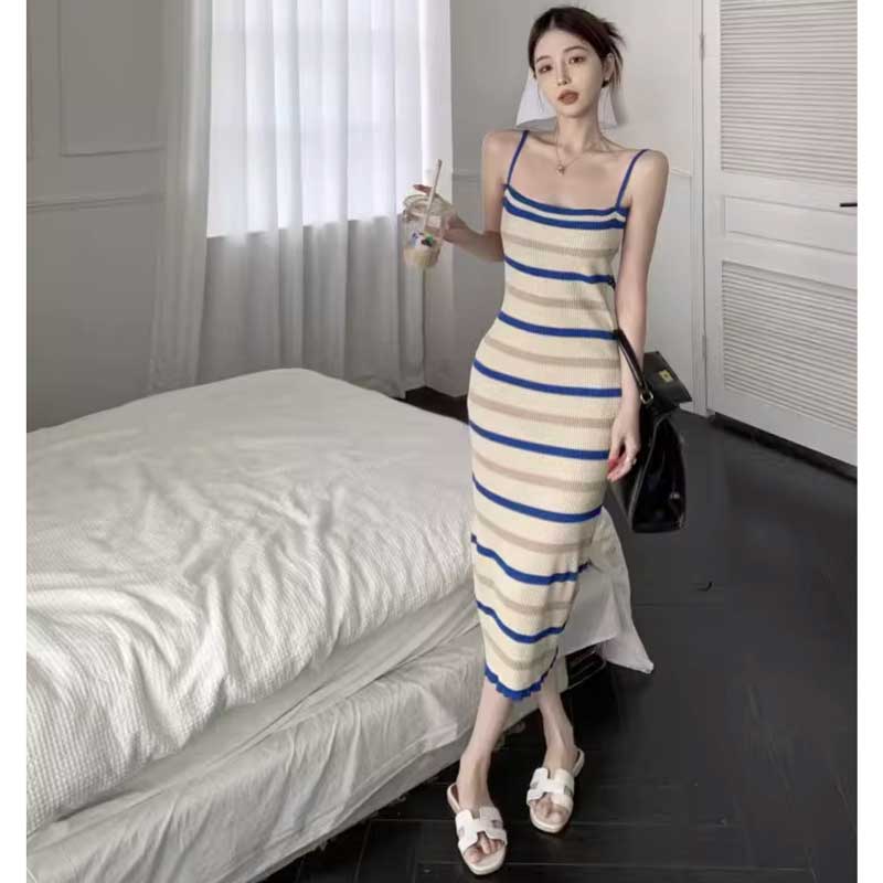 ボーダーニットキャミソールワンピース