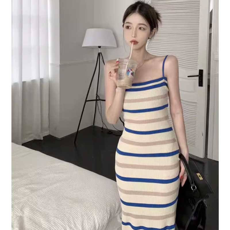 ボーダーニットキャミソールワンピース