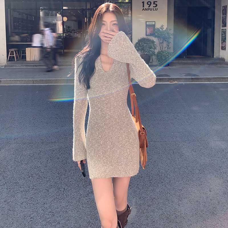 フレアスリーブニットワンピース(2colors)