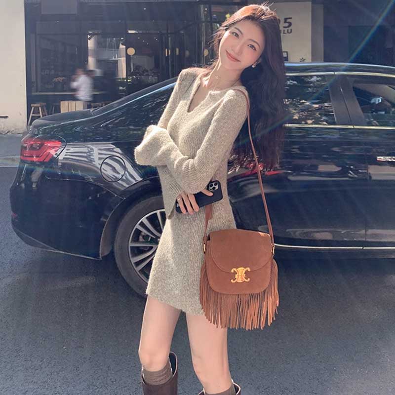 フレアスリーブニットワンピース(2colors)