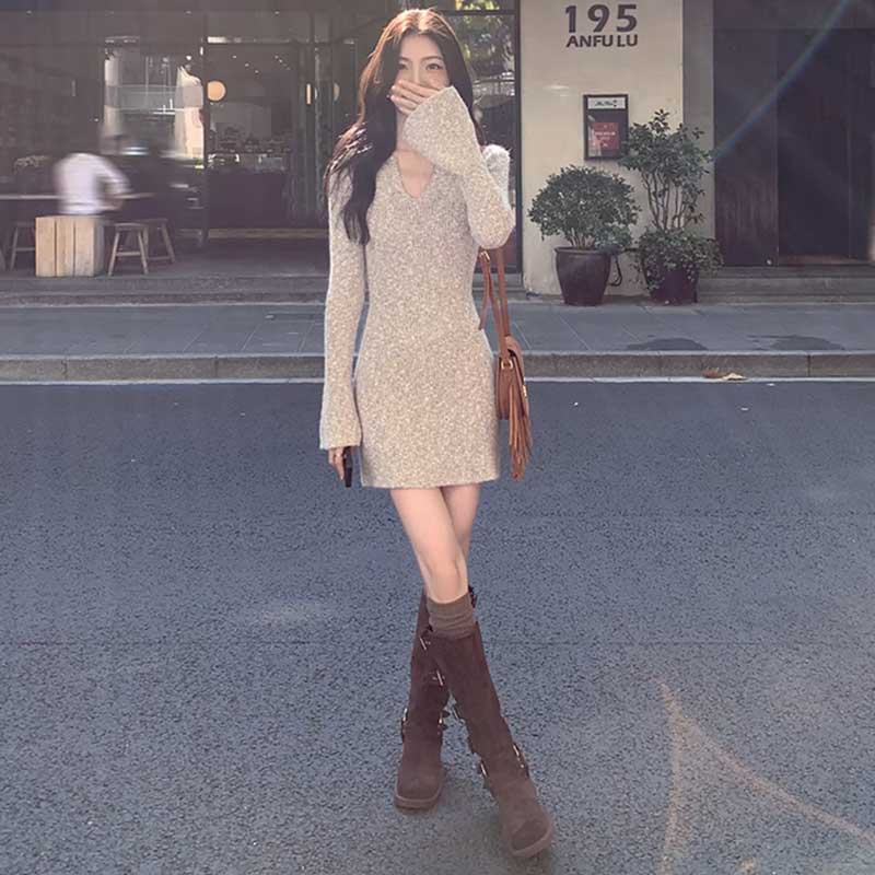 フレアスリーブニットワンピース(2colors)