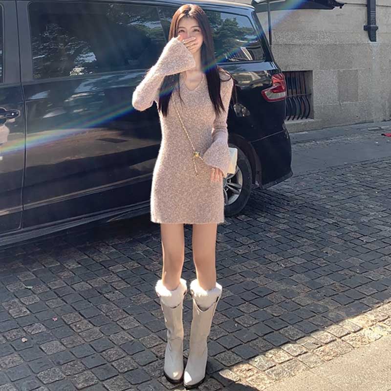 フレアスリーブニットワンピース(2colors)