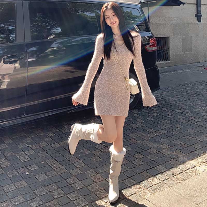 フレアスリーブニットワンピース(2colors)