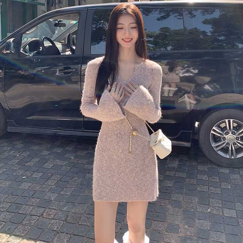 フレアスリーブニットワンピース(2colors)