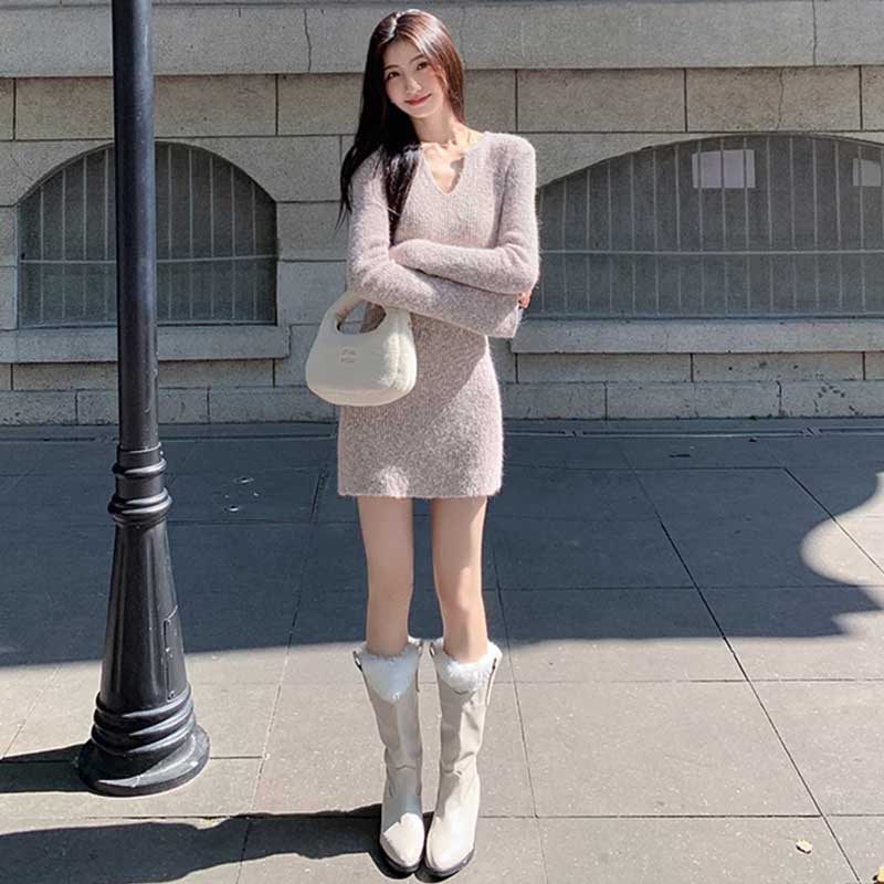 フレアスリーブニットワンピース(2colors)