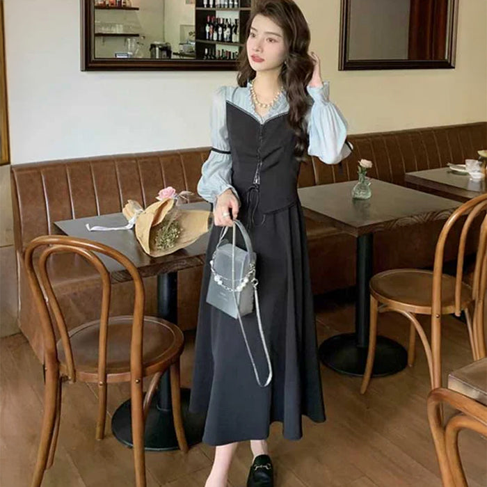 レイヤード風レトロワンピース