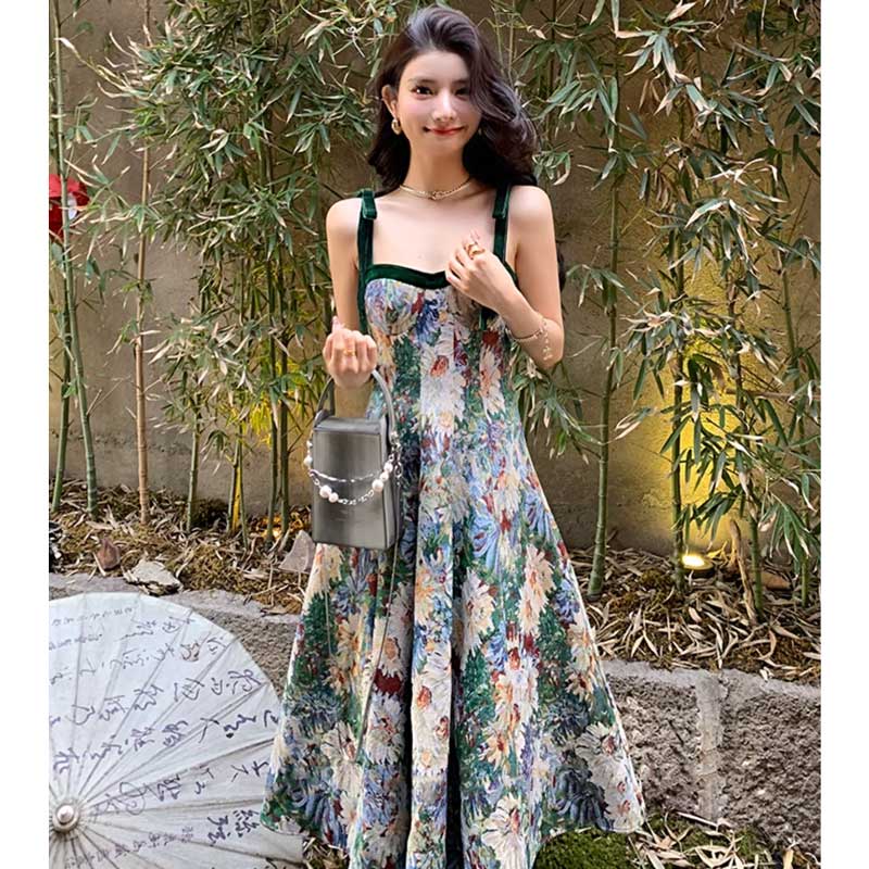 ジャガードフラワービスチェワンピース