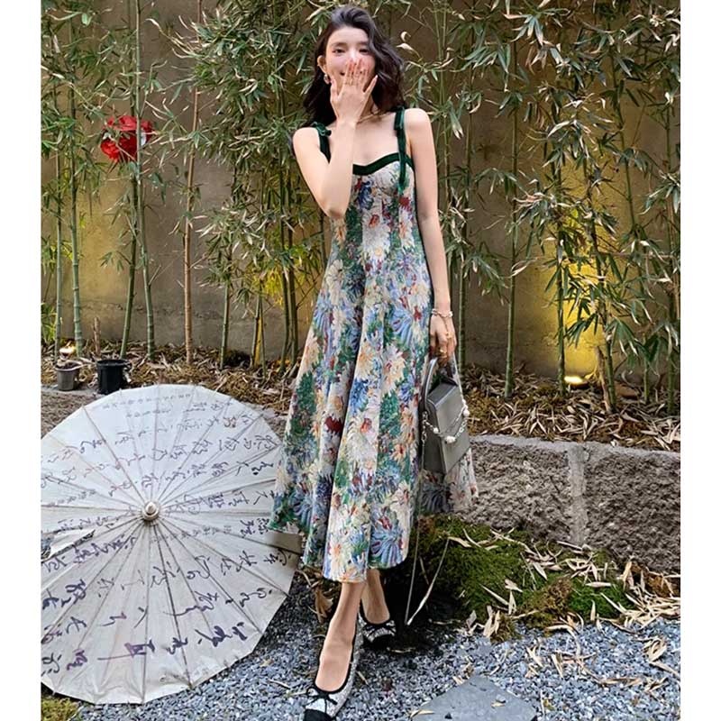 ジャガードフラワービスチェワンピース