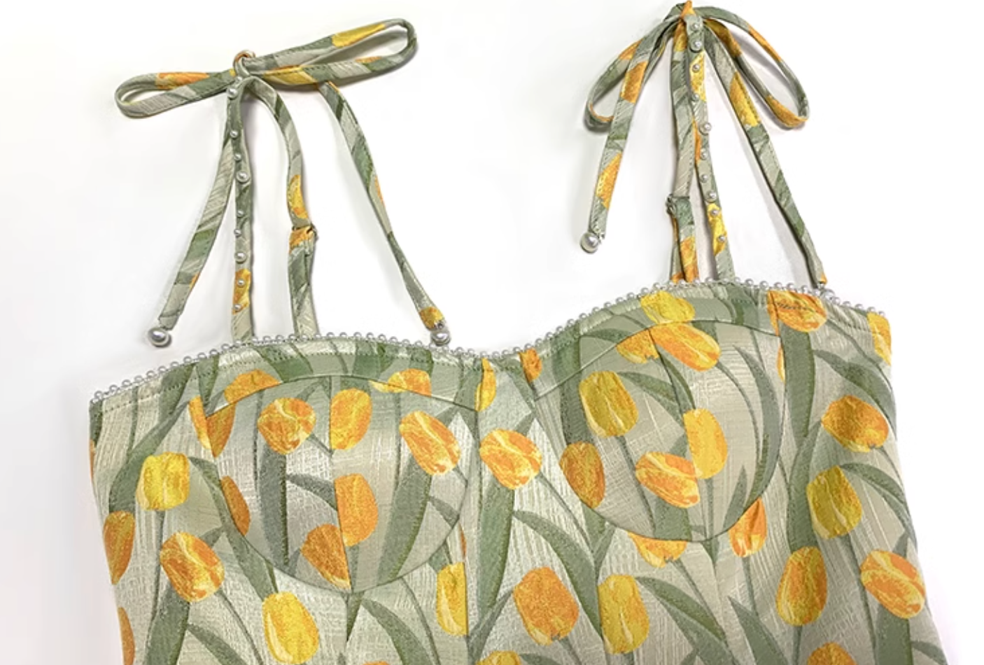 チューリップ柄ビスチェフレアワンピース