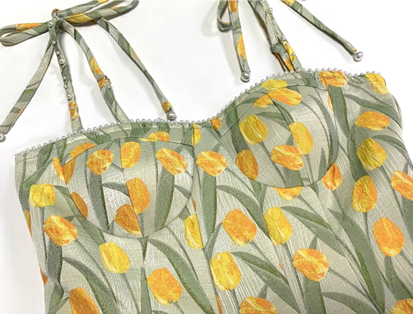 チューリップ柄ビスチェフレアワンピース