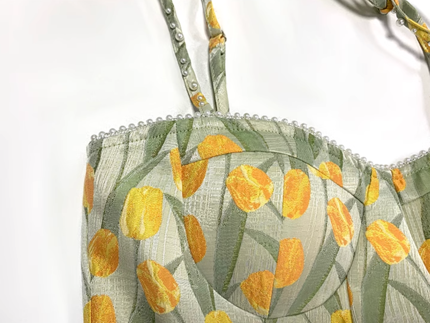 チューリップ柄ビスチェフレアワンピース