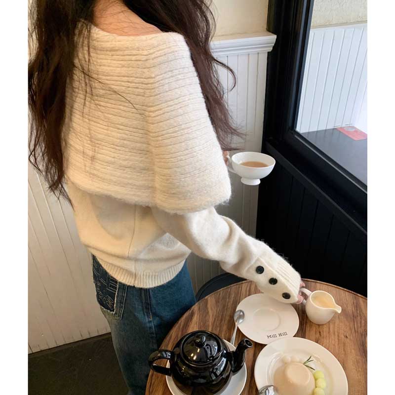 ビッグカラーオフショルニット