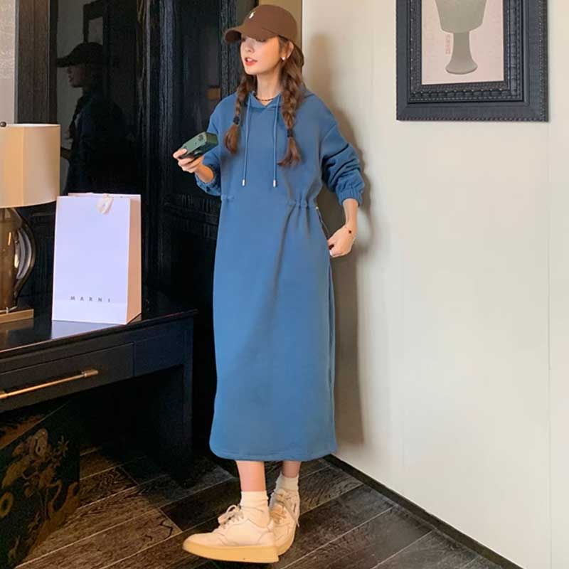 【即納】スウェットフーディーワンピース