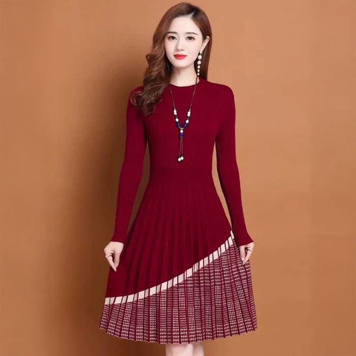 プリーツスカートニットワンピース(4colors)