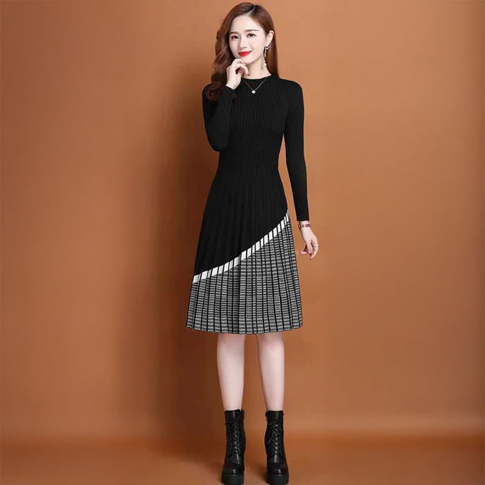 プリーツスカートニットワンピース(4colors)