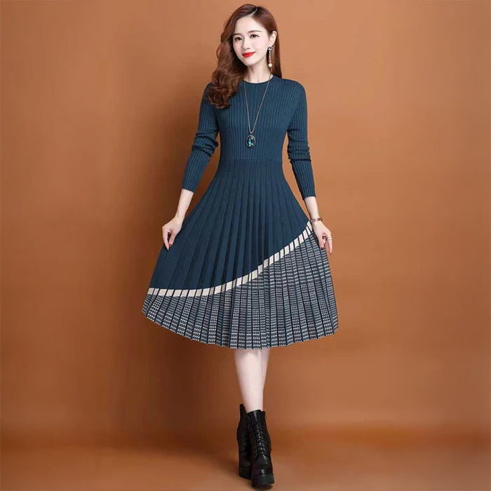 プリーツスカートニットワンピース(4colors)
