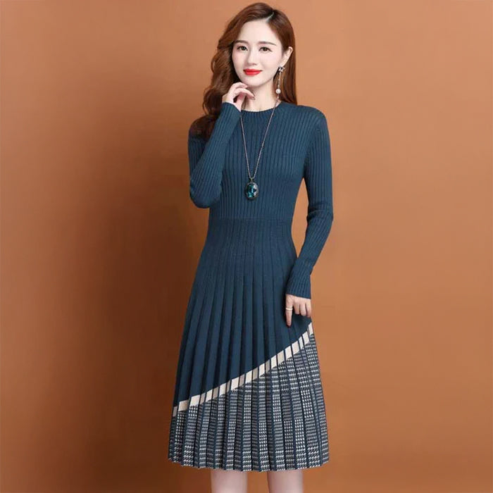 プリーツスカートニットワンピース(4colors)
