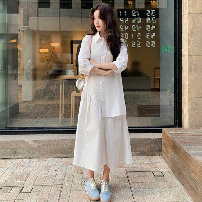 アシンメトリーシャツワンピース(2colors)