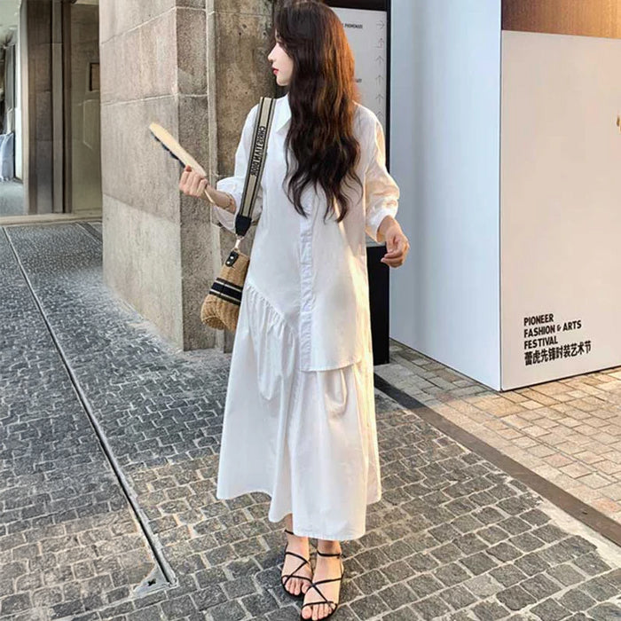 アシンメトリーシャツワンピース(2colors)