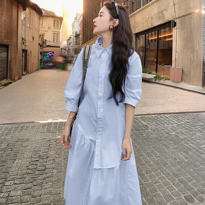 アシンメトリーシャツワンピース(2colors)