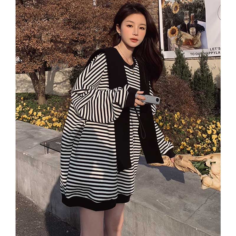 ショールカラー付きボーダースウェット