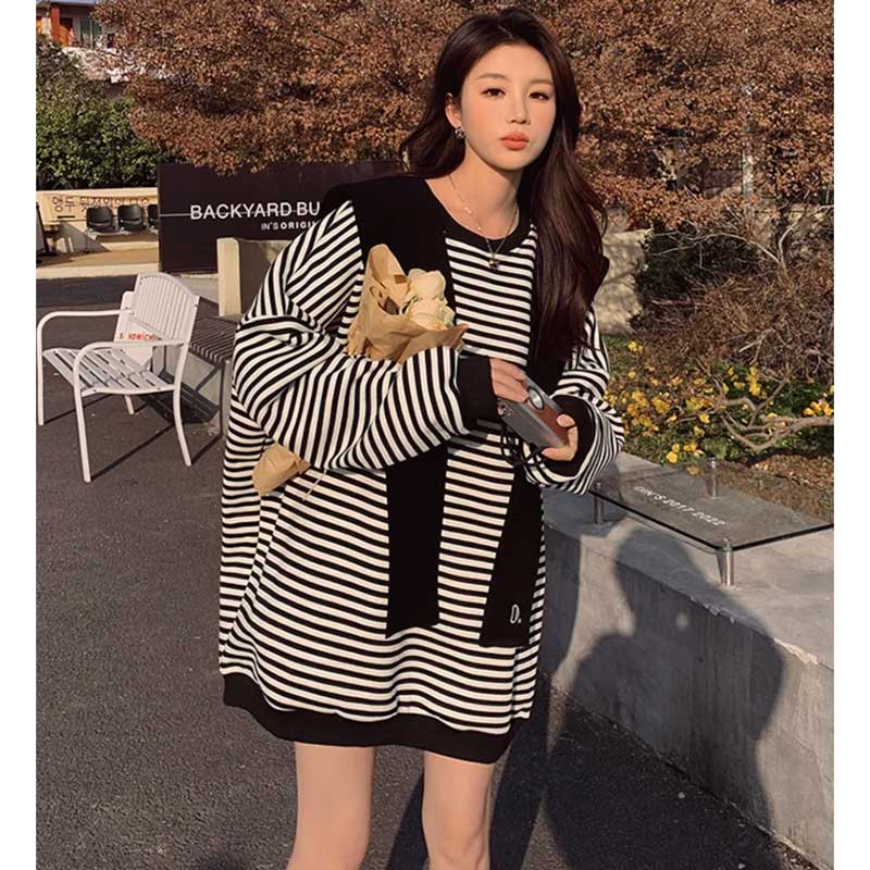 ショールカラー付きボーダースウェット