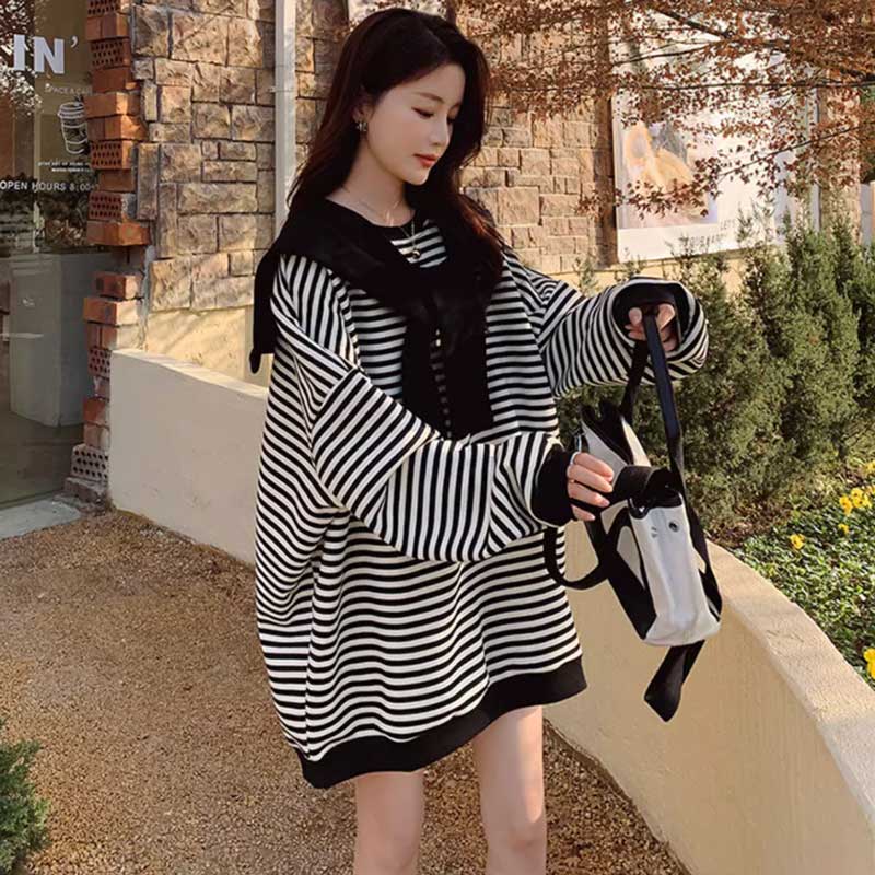 ショールカラー付きボーダースウェット