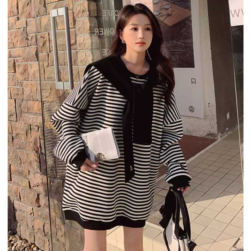 ショールカラー付きボーダースウェット