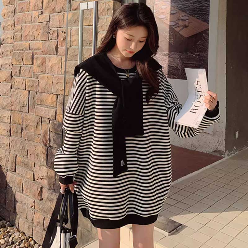 ショールカラー付きボーダースウェット