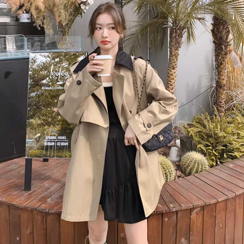 アシメバイカラートレンチコート