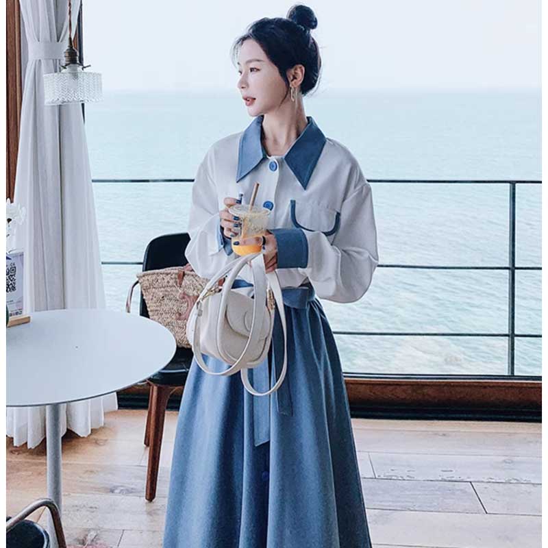 ツートンAラインワンピース