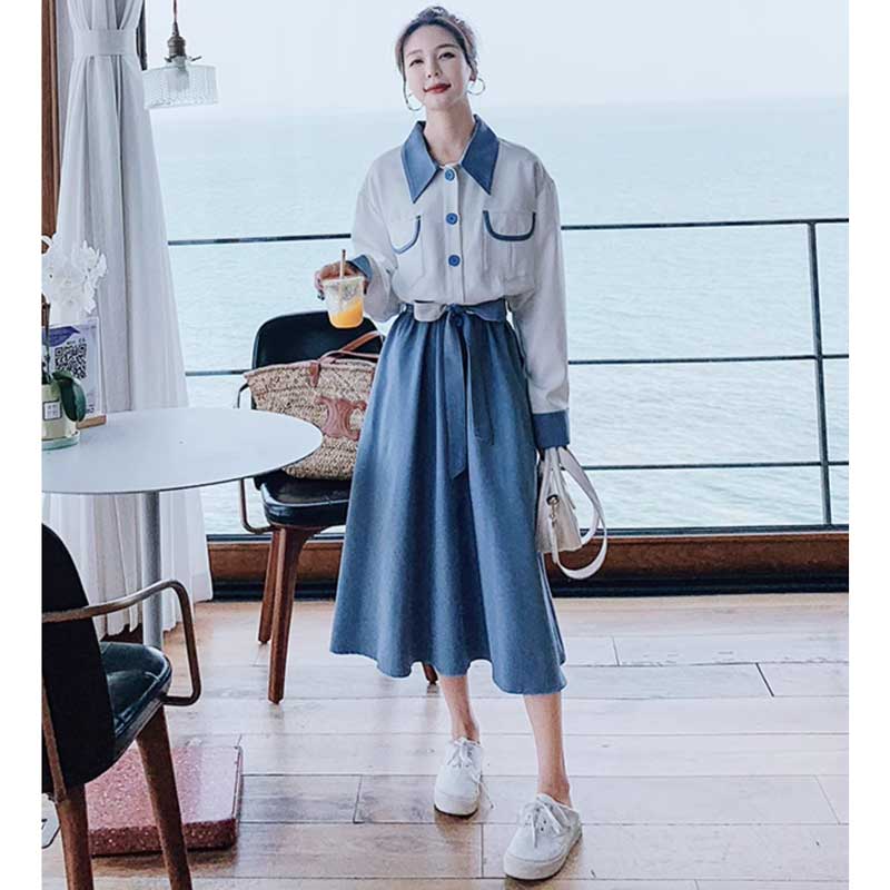 ツートンAラインワンピース