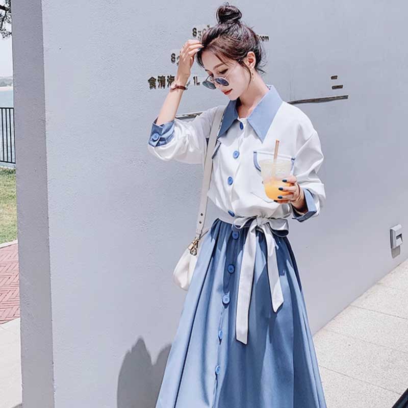 ツートンAラインワンピース