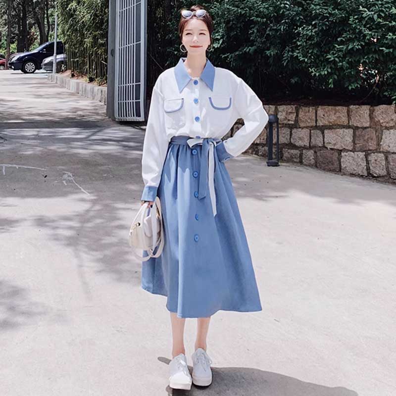 ツートンAラインワンピース