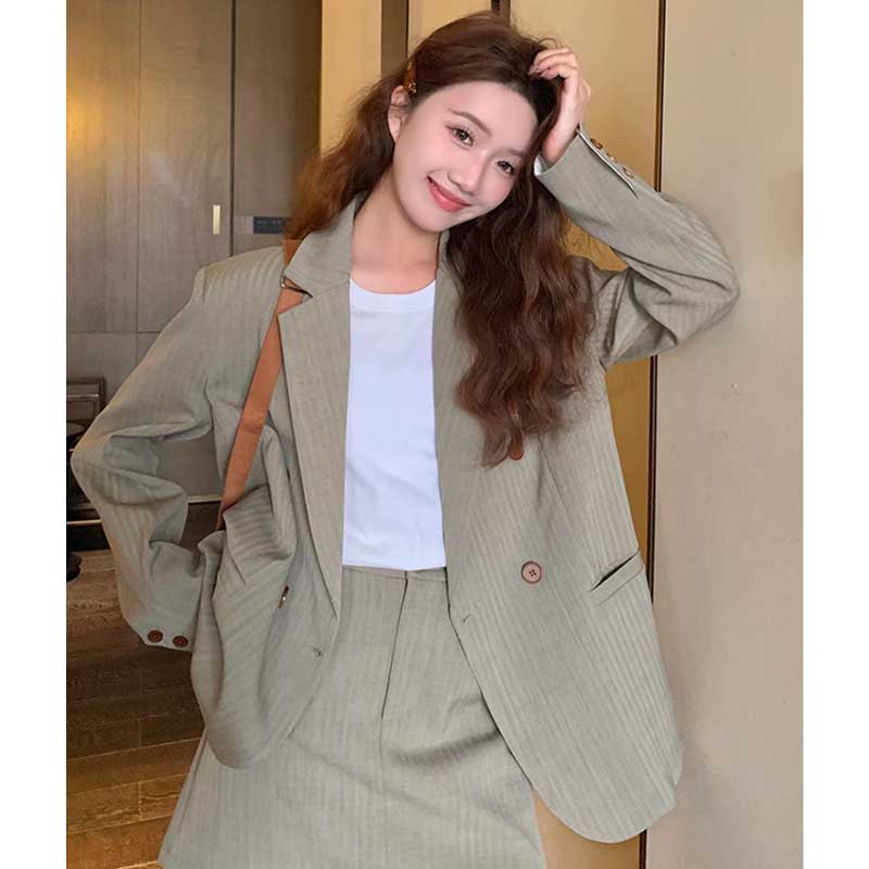 ストライプスカートスーツ(2colors)