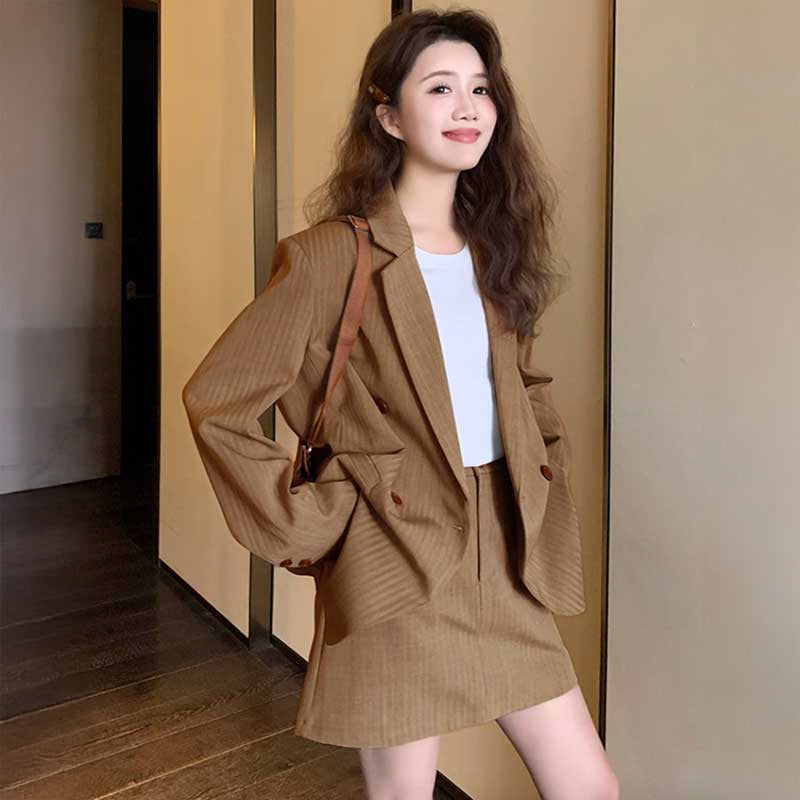 ストライプスカートスーツ(2colors)