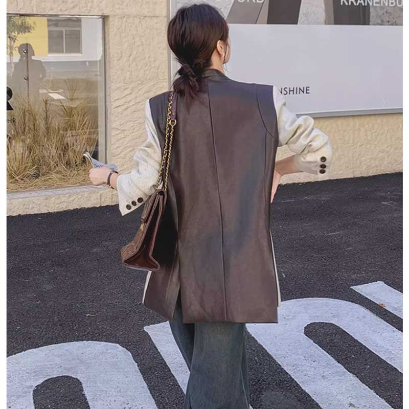 バックレザー切り替えツイードジャケット