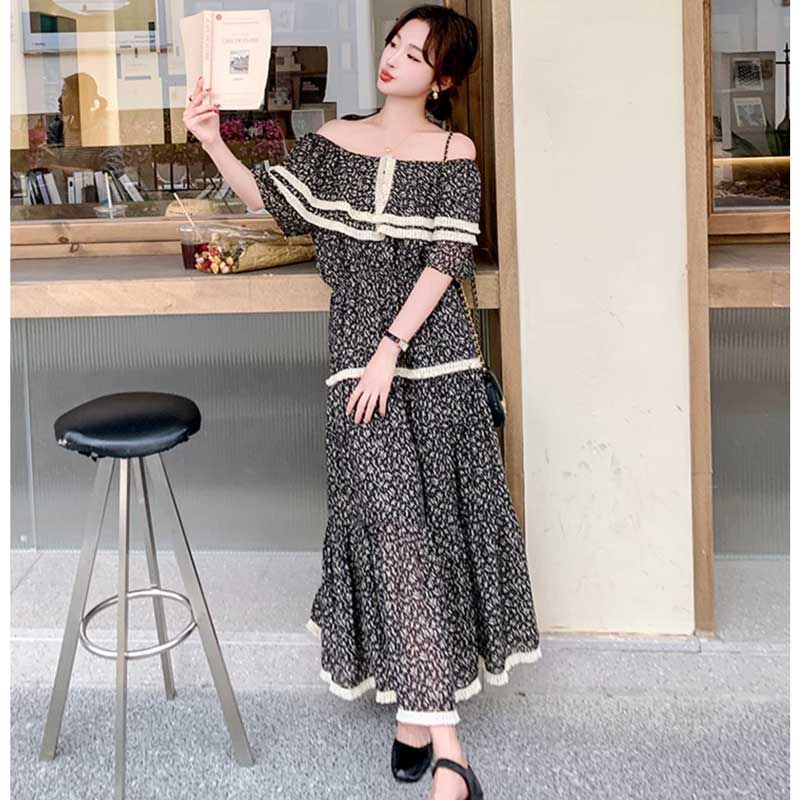 【即納】オフショルダーティアードワンピース